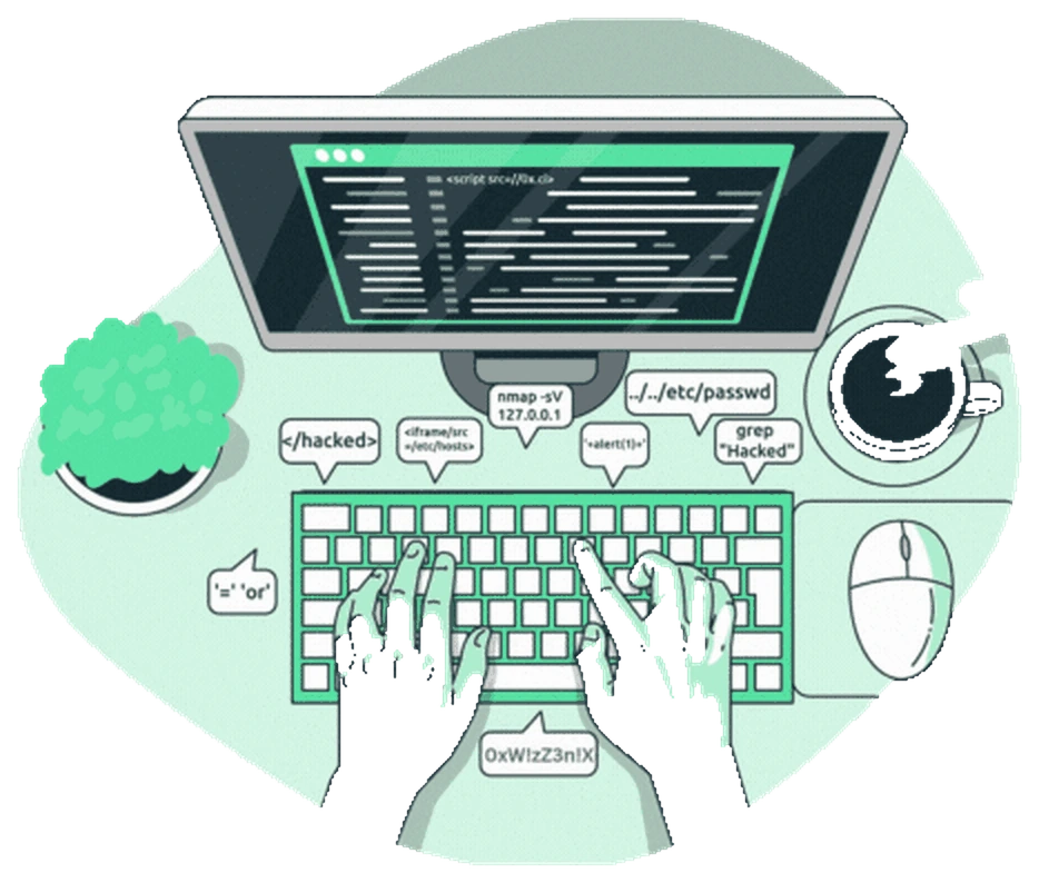 Hands typing security commands on a laptop